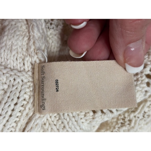 Soft Surroundings Cream Crochet Knit Maxi Dress‎ Sleeveless PM incl/slip liner - Picture 4 of 8